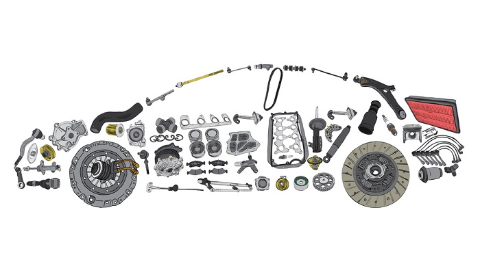 Vehicle Outlined in Car Parts