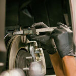 Inspecting brakes as part of a Lexus service schedule