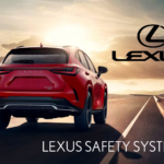 SUV on the road equipped with Lexus safety features