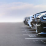 Rows of pre-owned cars in Van Nuys, CA