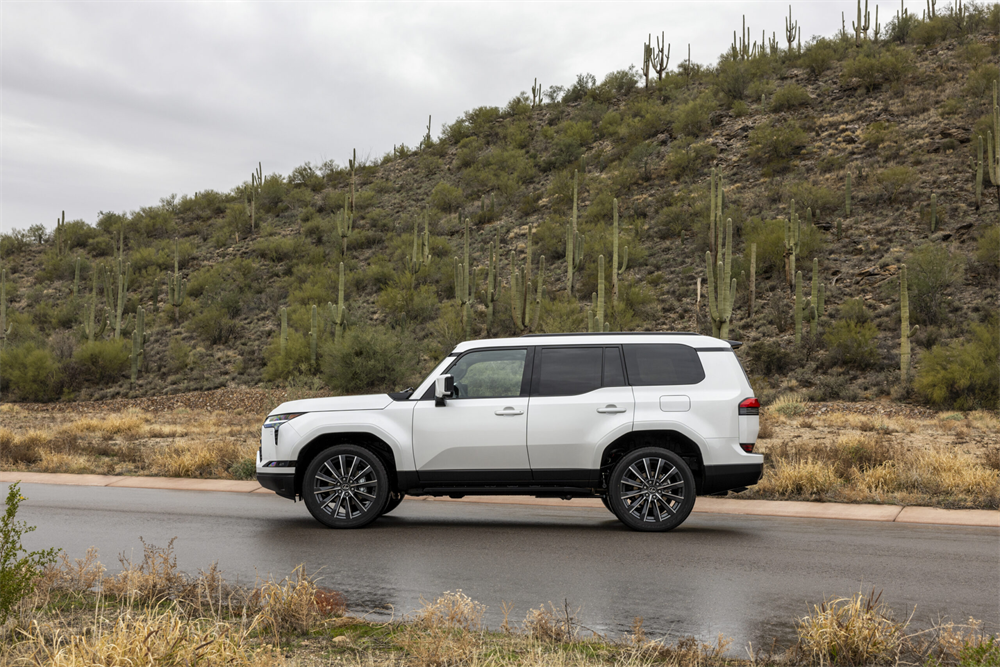 A leased Lexus SUV on the road