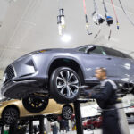 Vehicle inside a Lexus service center